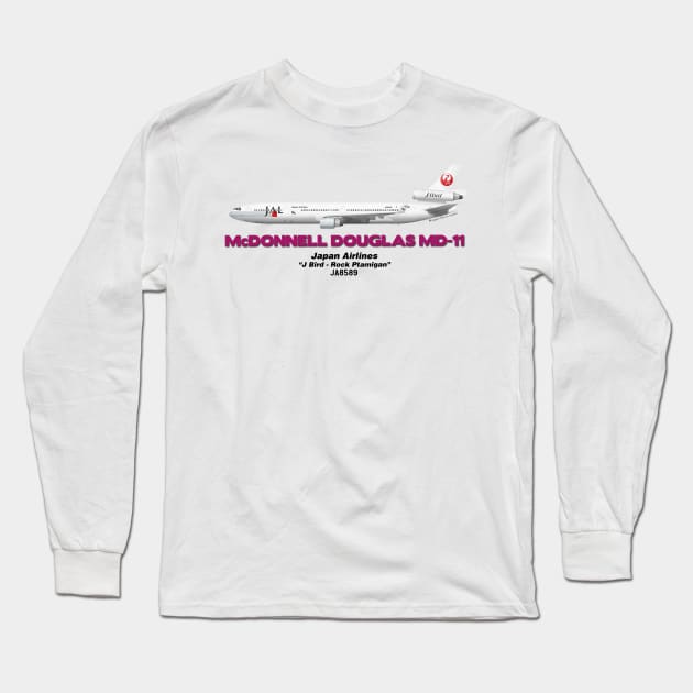 McDonnell Douglas MD-11 - Japan Airlines "J Bird - Rock Ptamigan" Long Sleeve T-Shirt by TheArtofFlying